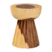 bali & pari Alara Hand -carved Suar Wood Side Table - Sculptural Pedestal Accent Table with Natural Grain, Modern Boho Style for Living Room or Bedroom Baxton Studio restaurant furniture, hotel furniture, commercial furniture, wholesale living room furniture, wholesale end table, classic end table